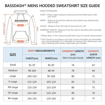 BASSDASH Men’s Cotton LS Hoodie - Bassdash