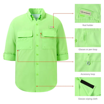 Men's UPF 50+ Long Sleeve Fishing Button Down Shirt FS21M NEW COLOR - Bassdash