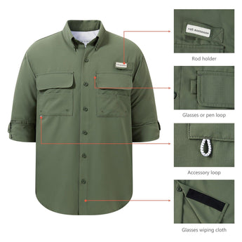 Men's UPF 50+ Long Sleeve Fishing Button Down Shirt FS21M NEW COLOR - Bassdash