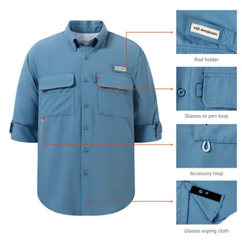 Men's UPF 50+ Long Sleeve Fishing Button Down Shirt FS21M NEW COLOR - Bassdash