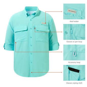 Men's UPF 50+ Long Sleeve Fishing Button Down Shirt FS21M NEW COLOR - Bassdash