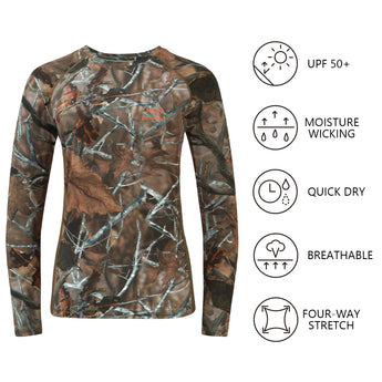 Women's Hunting Camo Long Sleeve UV Shirts FS13W - Bassdash
#color_autumn-forest