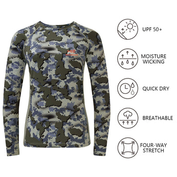 Women's Hunting Camo Long Sleeve UV Shirts FS13W - Bassdash
#color_green-vegetation-camo