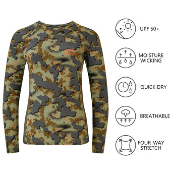 Women's Hunting Camo Long Sleeve UV Shirts FS13W - Bassdash
#color_open-terrain