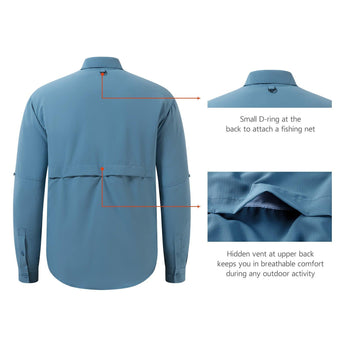 Men's UPF 50+ Long Sleeve Fishing Button Down Shirt FS21M NEW COLOR - Bassdash