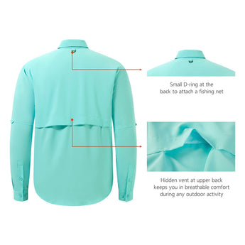 Men's UPF 50+ Long Sleeve Fishing Button Down Shirt FS21M NEW COLOR - Bassdash
