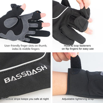 WintePro Water-resistant Fishing Hunting Gloves with Fleece Lining - Bassdash
#color_black