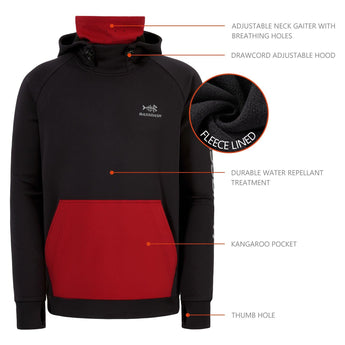 Men’s Fleece Hoodie with Neck Gaiter FS18M - Bassdash
#color_black-red