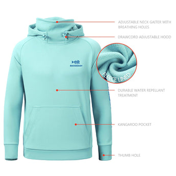 Youth Fishing Fleece Hoodie with Mask FS18Y - Bassdash#color_seafoam