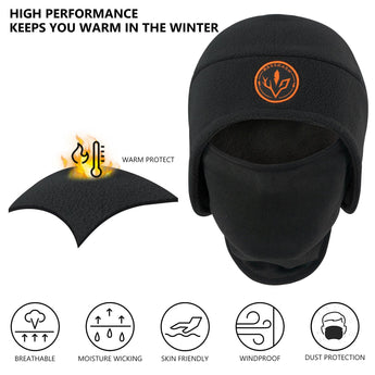 2-in-1 Warm Fleece Hat - Bassdash#color_black