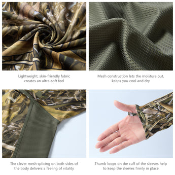 Men's UPF 50+ Camo Long Sleeve Hunting Shirt FS13M - Bassdash
#color_marshreed
