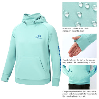 Youth Fishing Fleece Hoodie with Mask FS18Y - Bassdash#color_seafoam