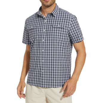 Men's UPF 50+ Plaid Short Sleeve Button Down Shirt - Bassdash