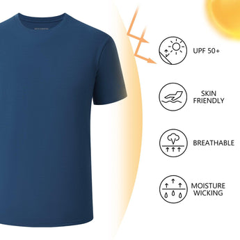 Men's UPF 50+ Cotton Blend Short Sleeve T-Shirts - Bassdash