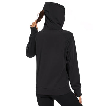 BASSDASH Women’s Fleece Hoodie with Neck Gaiter - Bassdash
#color_black