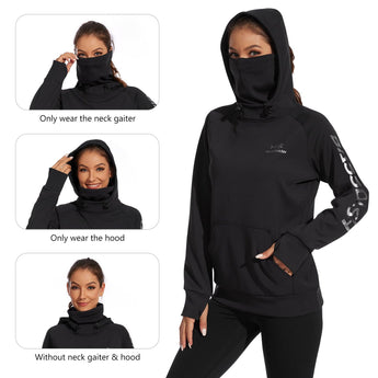 BASSDASH Women’s Fleece Hoodie with Neck Gaiter - Bassdash
#color_black