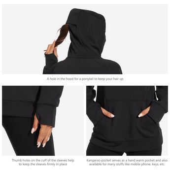 BASSDASH Women’s Fleece Hoodie with Neck Gaiter - Bassdash
#color_black