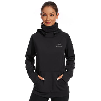 BASSDASH Women’s Fleece Hoodie with Neck Gaiter - Bassdash
#color_black