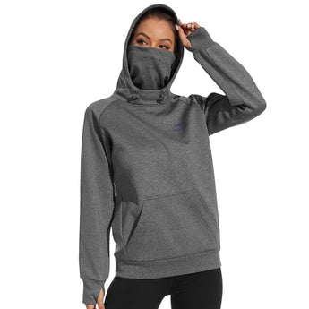 BASSDASH Women’s Fleece Hoodie with Neck Gaiter - Bassdash
#color_dark-heather-grey