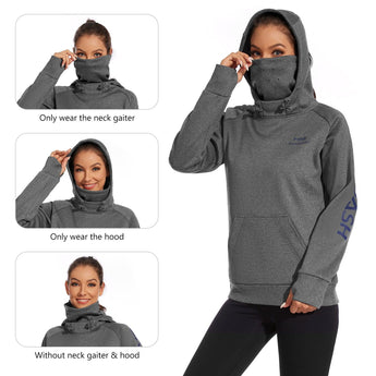 BASSDASH Women’s Fleece Hoodie with Neck Gaiter - Bassdash
#color_dark-heather-grey