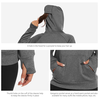 BASSDASH Women’s Fleece Hoodie with Neck Gaiter - Bassdash
#color_dark-heather-grey