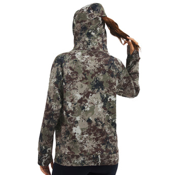 BASSDASH Women’s Fleece Hoodie with Neck Gaiter - Bassdash
#color_grunge-camo-no-logo-at-sleeve