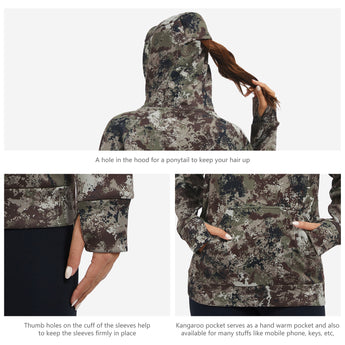 BASSDASH Women’s Fleece Hoodie with Neck Gaiter - Bassdash
#color_grunge-camo-no-logo-at-sleeve
