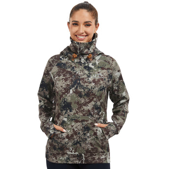 BASSDASH Women’s Fleece Hoodie with Neck Gaiter - Bassdash
#color_grunge-camo-no-logo-at-sleeve