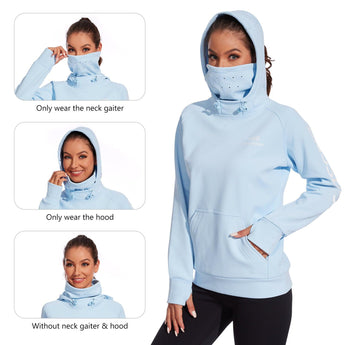 BASSDASH Women’s Fleece Hoodie with Neck Gaiter - Bassdash
#color_light-blue