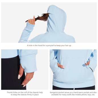 BASSDASH Women’s Fleece Hoodie with Neck Gaiter - Bassdash
#color_light-blue