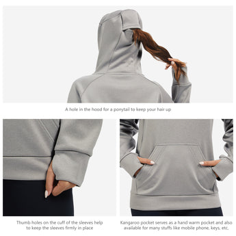 BASSDASH Women’s Fleece Hoodie with Neck Gaiter - Bassdash
#color_light-heather-grey