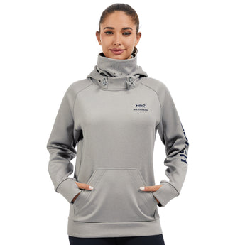 BASSDASH Women’s Fleece Hoodie with Neck Gaiter - Bassdash
#color_light-heather-grey