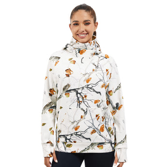 BASSDASH Women’s Fleece Hoodie with Neck Gaiter - Bassdash
#color_snow-woodland-camo-no-logo-at-sleeve