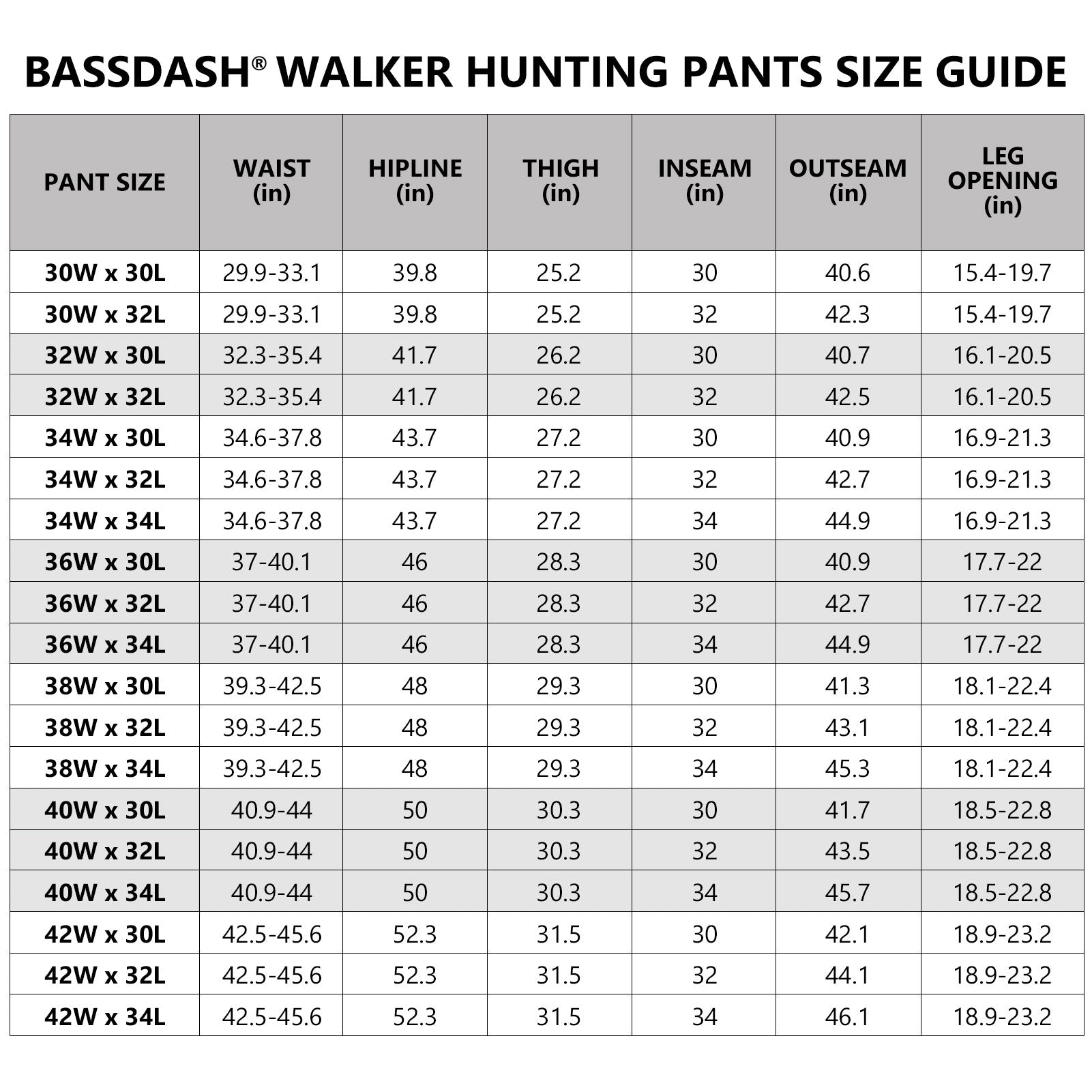 Size Chart