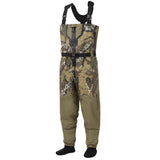 Bassdash Desolve Olive Camouflage waders on a white background
