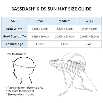 Kids' UPF 50+ Wide Brim Sun Hat with Neck Flap - Bassdash