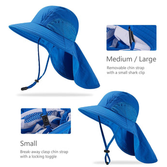 Kids' UPF 50+ Wide Brim Sun Hat with Neck Flap - Bassdash