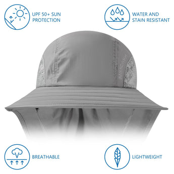 Kids' UPF 50+ Wide Brim Sun Hat with Neck Flap - Bassdash