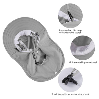 Kids' UPF 50+ Wide Brim Sun Hat with Neck Flap - Bassdash