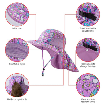 Kids' UPF 50+ Wide Brim Sun Hat with Neck Flap - Bassdash