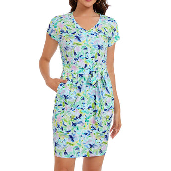 Women's UPF 50+ Short Sleeve Tie Waist Dress LB13W - Bassdash