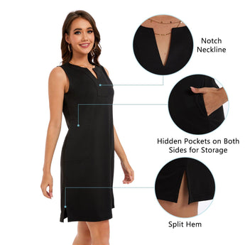 Women's UPF 50+ Notch Neck Tank Dress LB15W - Bassdash