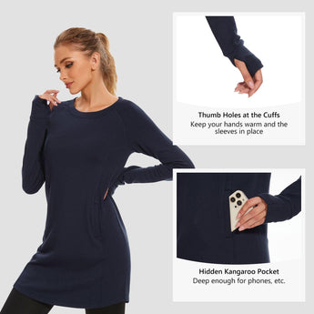 Women's Crew Neck Fleece Dress LB20W - Bassdash