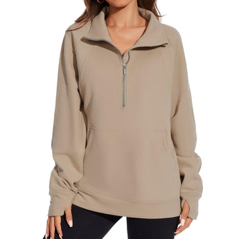 Women’s Oversized Half Zip Fleece Sweatshirts LB21W - Bassdash