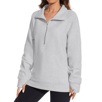 Women’s Oversized Half Zip Fleece Sweatshirts LB21W - Bassdash