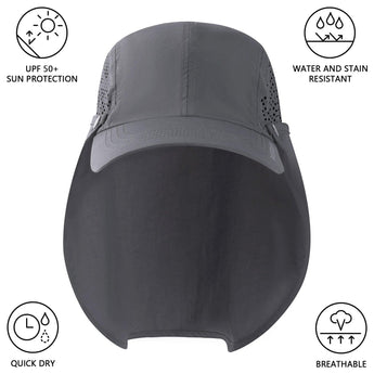 Bassdash Foldable UPF 50+ Fishing Hats with Removable Neck Flap FH12 - Bassdash