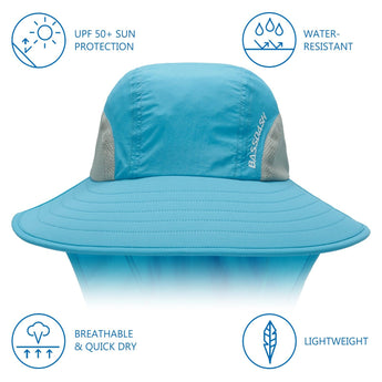 Unisex UPF 50+ Water Resistant Sun Hat with Neck Flap FH06 - Bassdash