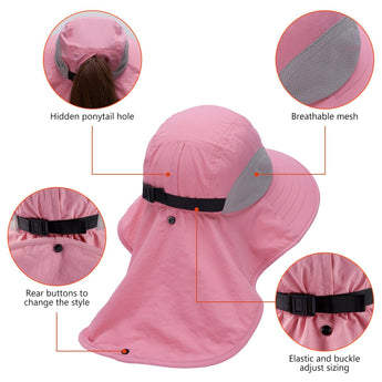 Unisex UPF 50+ Water Resistant Sun Hat with Neck Flap FH06 - Bassdash