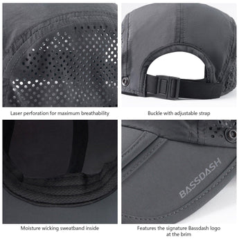 Bassdash Foldable UPF 50+ Fishing Hats with Removable Neck Flap FH12 - Bassdash