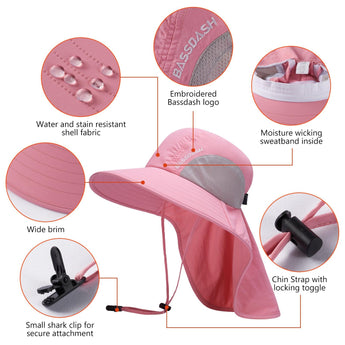 Unisex UPF 50+ Water Resistant Sun Hat with Neck Flap FH06 - Bassdash